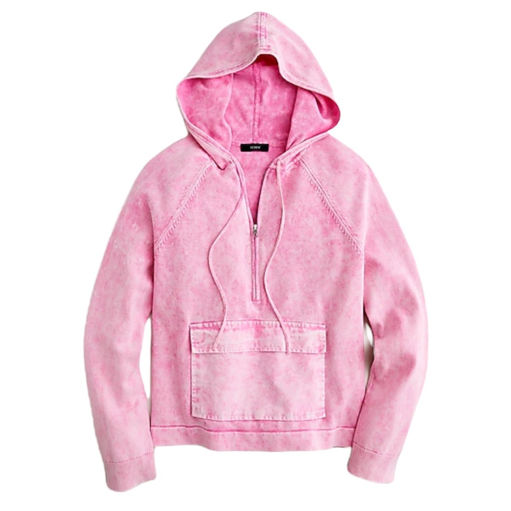 J. Crew Pink Hooded Half-Zip Sweatshirt